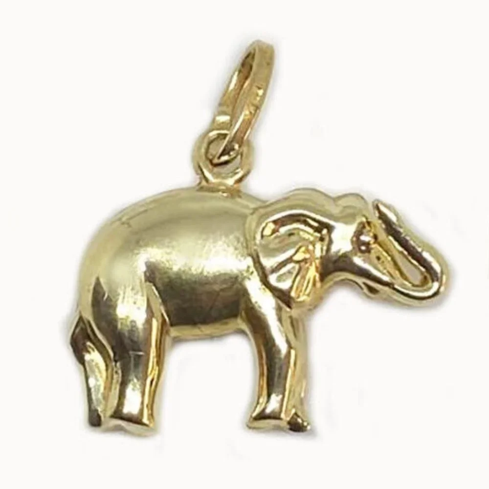 10K Yellow Gold " Elephant" Charm Pendant Jewelry